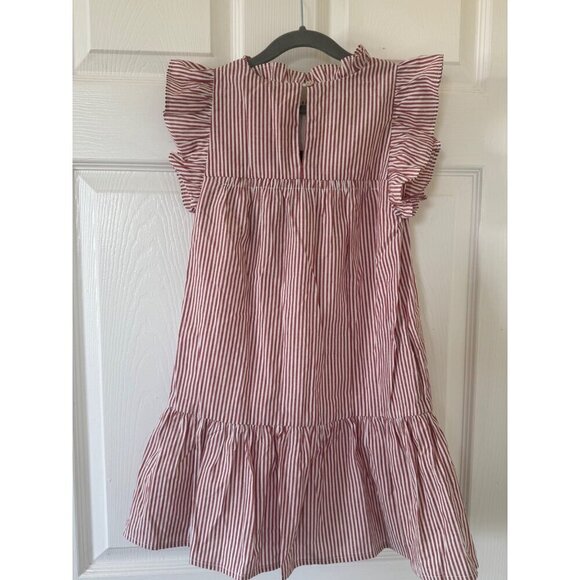 J. Marie Burnt Orange White Gameday Striped Ruffle Spring Dress Girls Size 7 NWT - Picture 11 of 16